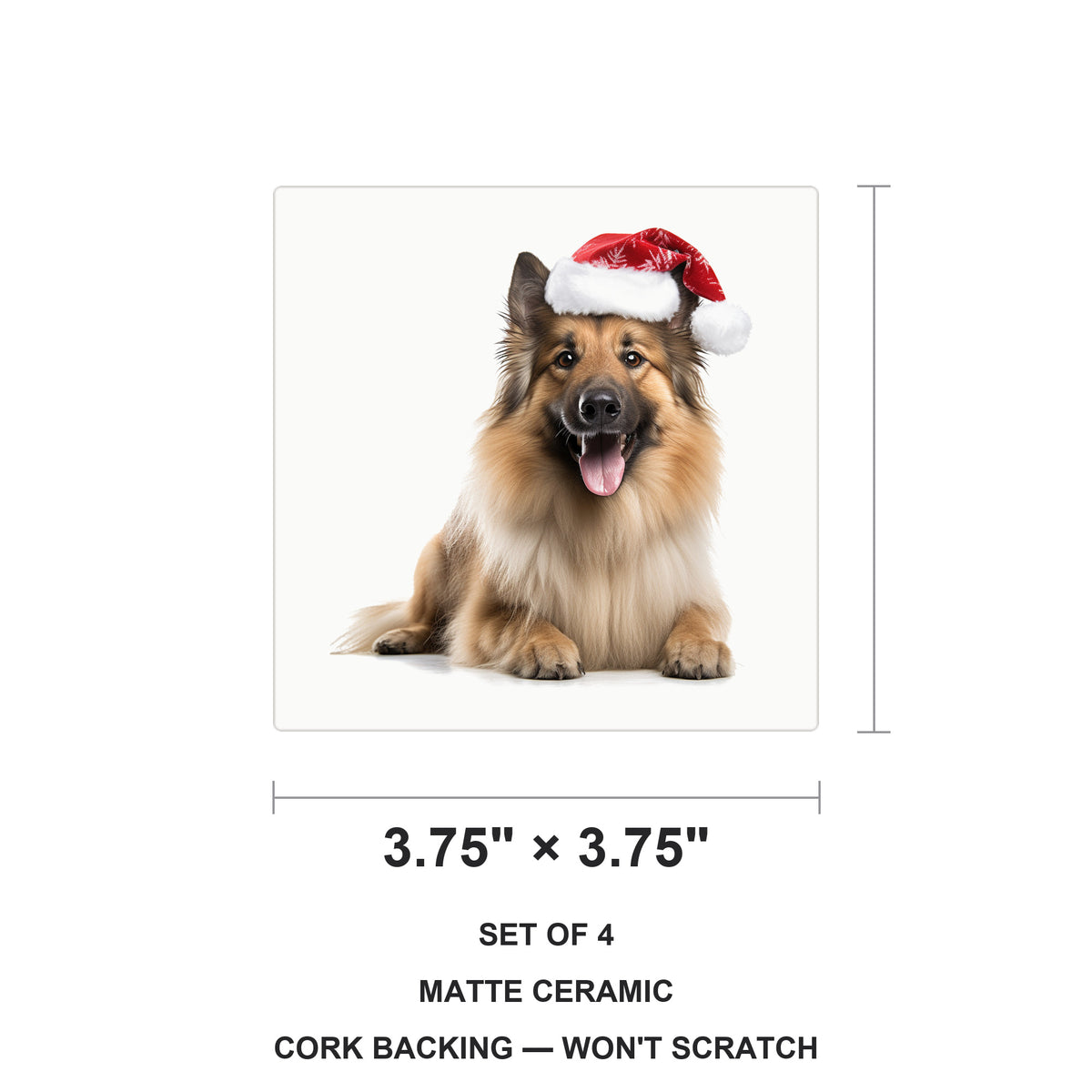 Belgian Tervuren ceramic coasters set of 4, size 3.75 inches