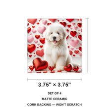 Great Pyrenees ceramic coasters set of 4, size 3.75 inches