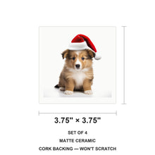 Shetland Sheepdog Puppy ceramic coasters set of 4, size 3.75 inches