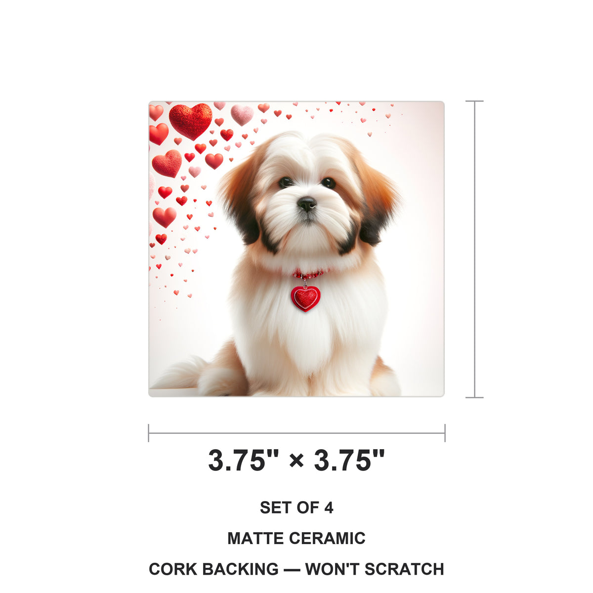 Shih Tzu ceramic coasters set of 4, size 3.75 inches