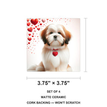 Shih Tzu ceramic coasters set of 4, size 3.75 inches
