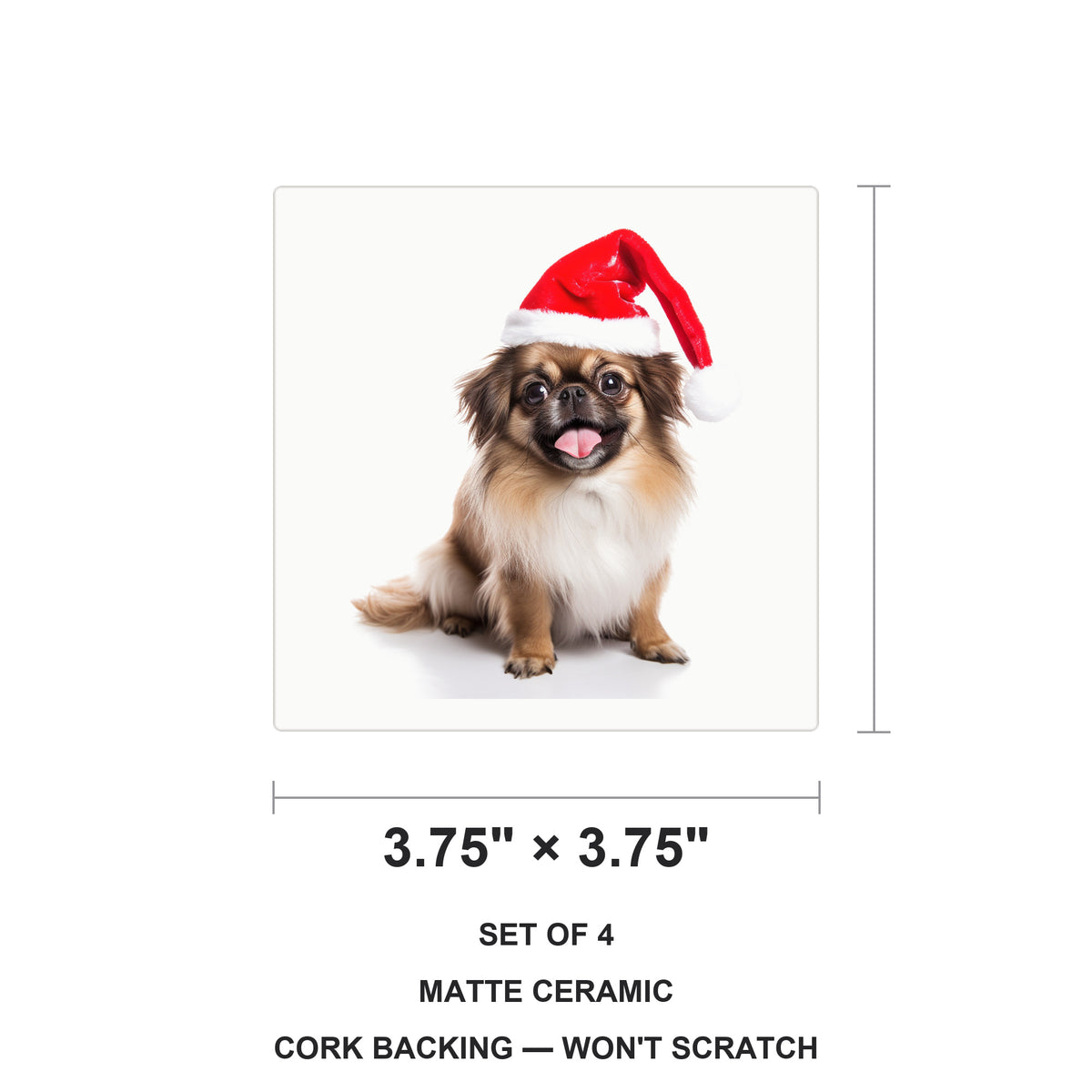 Tibetan Spaniel ceramic coasters set of 4, size 3.75 inches