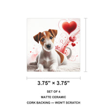 Jack Russell Terrier ceramic coasters set of 4, size 3.75 inches