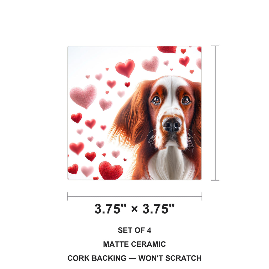 Welsh Springer Spaniel ceramic coasters set of 4, size 3.75 inches
