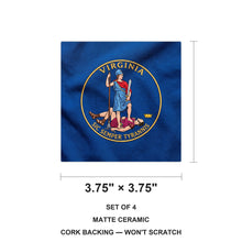 Virginia State Flag ceramic coasters set of 4, size 3.75 inches