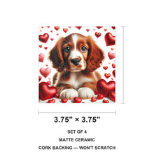 Cavalier King Charles Spaniel ceramic coasters set of 4, size 3.75 inches