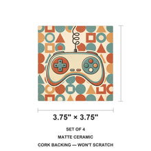 Retro Game Controller ceramic coasters set of 4, size 3.75 inches