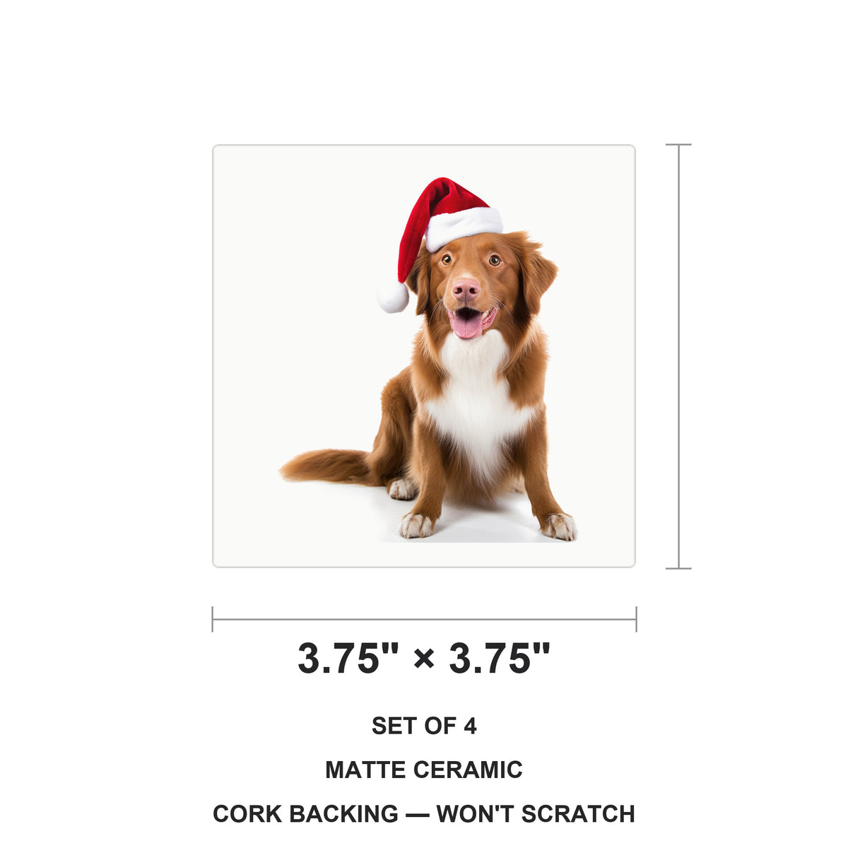 Nova Scotia Duck Tolling Retriever ceramic coasters set of 4, size 3.75 inches
