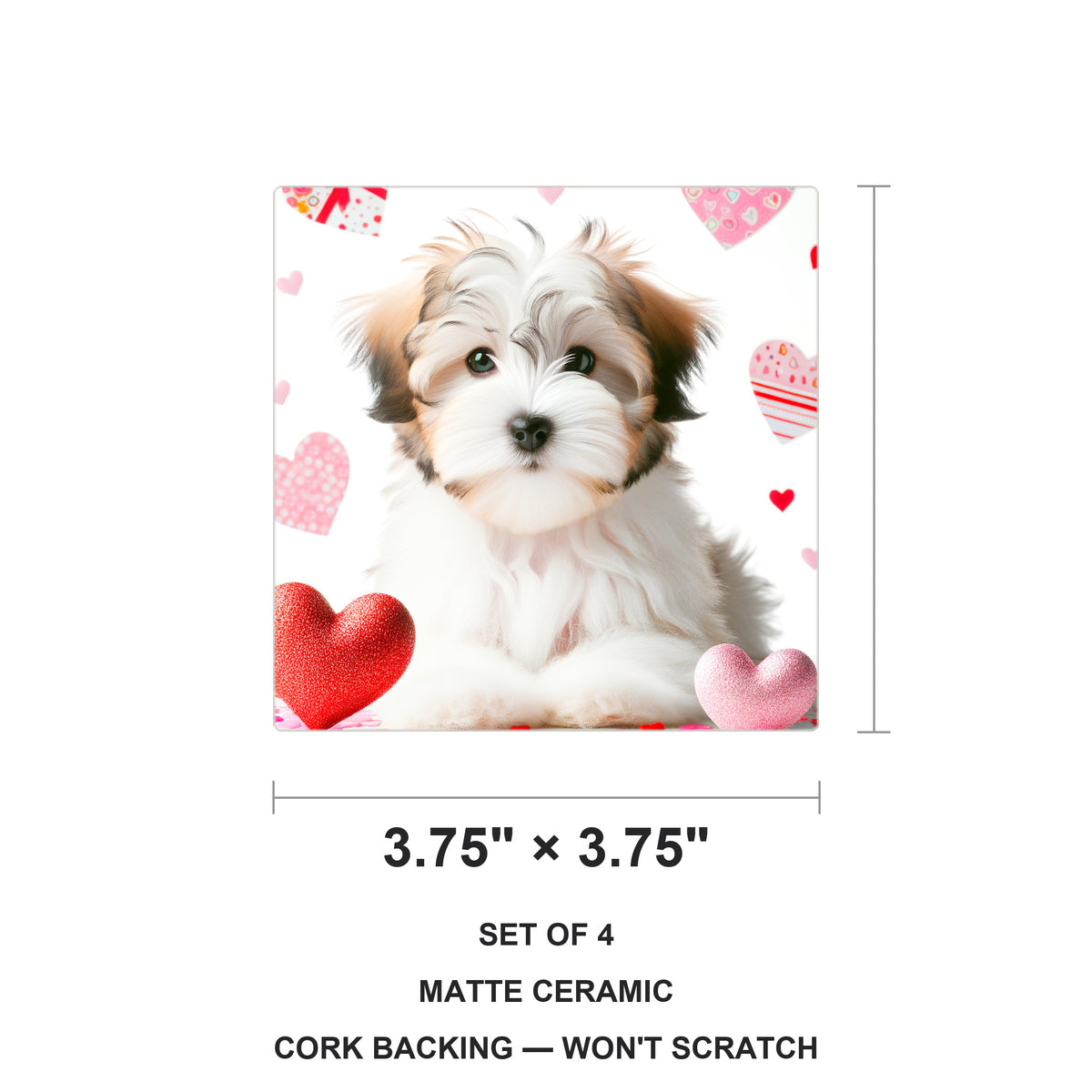 Havanese ceramic coasters set of 4, size 3.75 inches