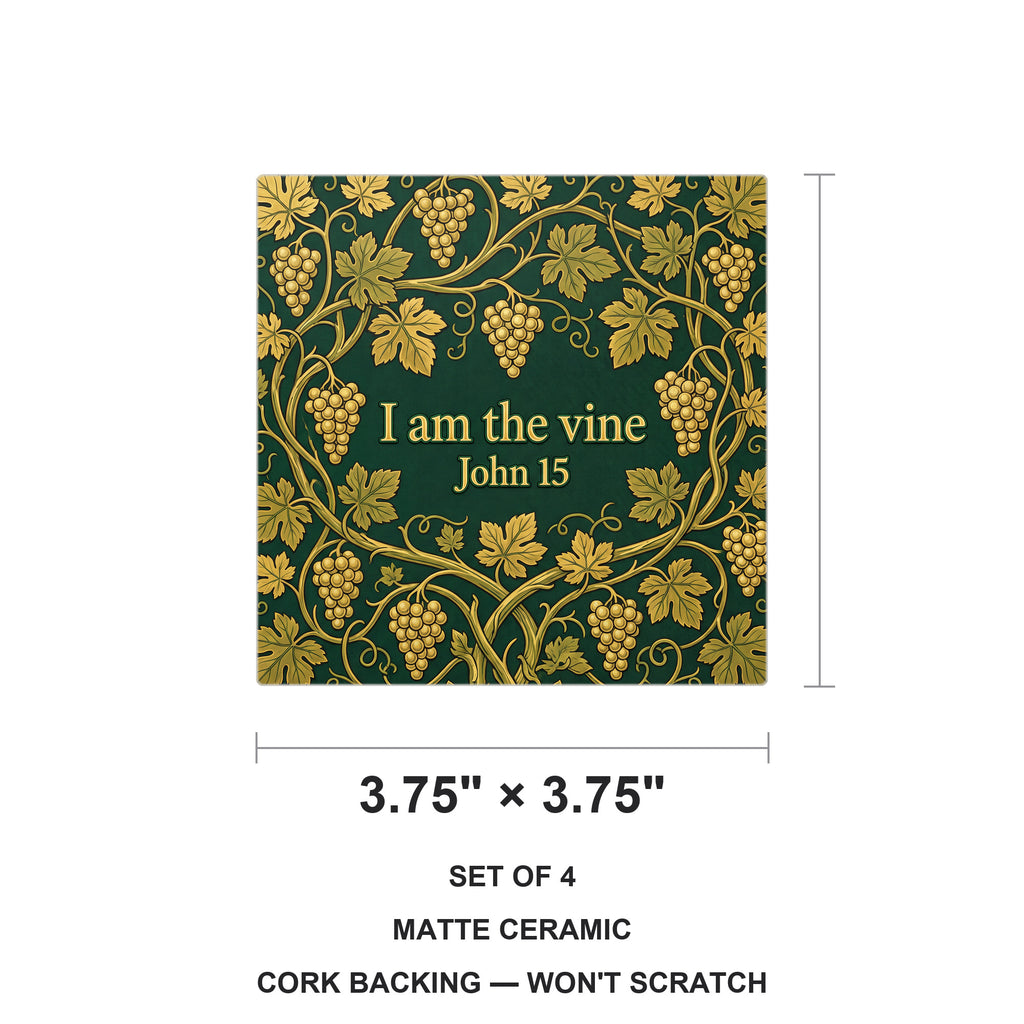 Grafted Vine ceramic coasters set of 4, size 3.75 inches