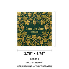 Grafted Vine ceramic coasters set of 4, size 3.75 inches