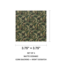 Green Camo ceramic coasters set of 4, size 3.75 inches