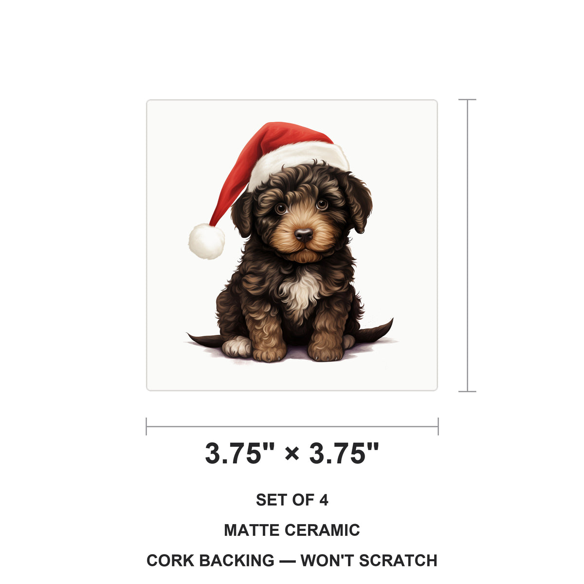Barbet Puppy Drawing ceramic coasters set of 4, size 3.75 inches