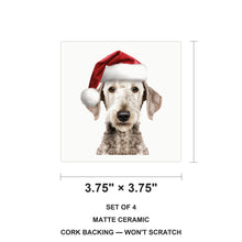 Bedlington Terrier ceramic coasters set of 4, size 3.75 inches