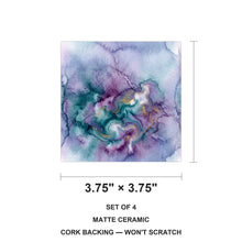 Watercolor Ombre ceramic coasters set of 4, size 3.75 inches