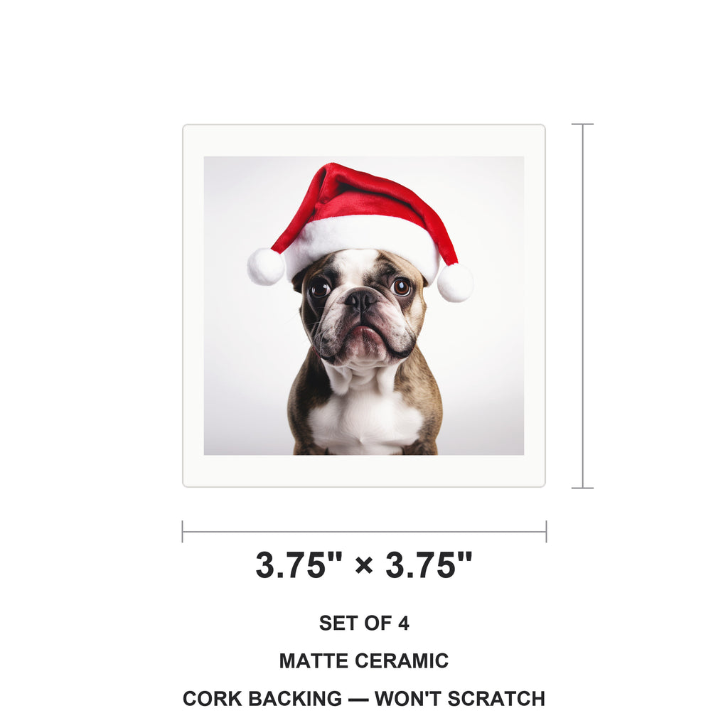 French Bulldog ceramic coasters set of 4, size 3.75 inches