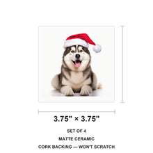 Alaskan Malamute ceramic coasters set of 4, size 3.75 inches