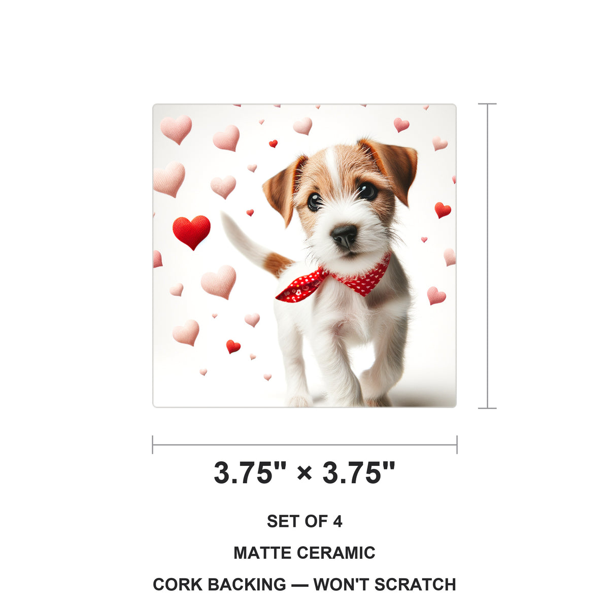 Jack Russell Terrier ceramic coasters set of 4, size 3.75 inches