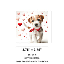 Jack Russell Terrier ceramic coasters set of 4, size 3.75 inches