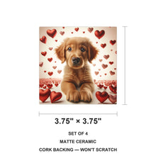 Golden Retriever ceramic coasters set of 4, size 3.75 inches