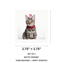 Egyptian Mau Cat ceramic coasters set of 4, size 3.75 inches