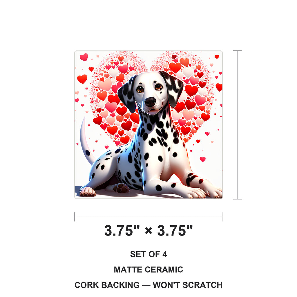 Dalmatian ceramic coasters set of 4, size 3.75 inches