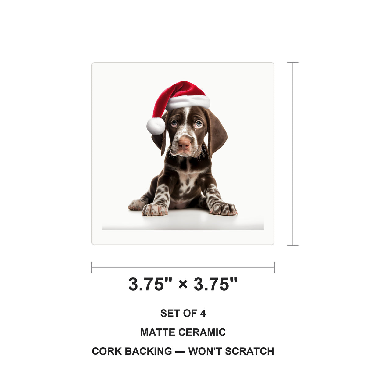 Pointer Puppy ceramic coasters set of 4, size 3.75 inches