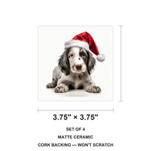English Setter Puppy ceramic coasters set of 4, size 3.75 inches