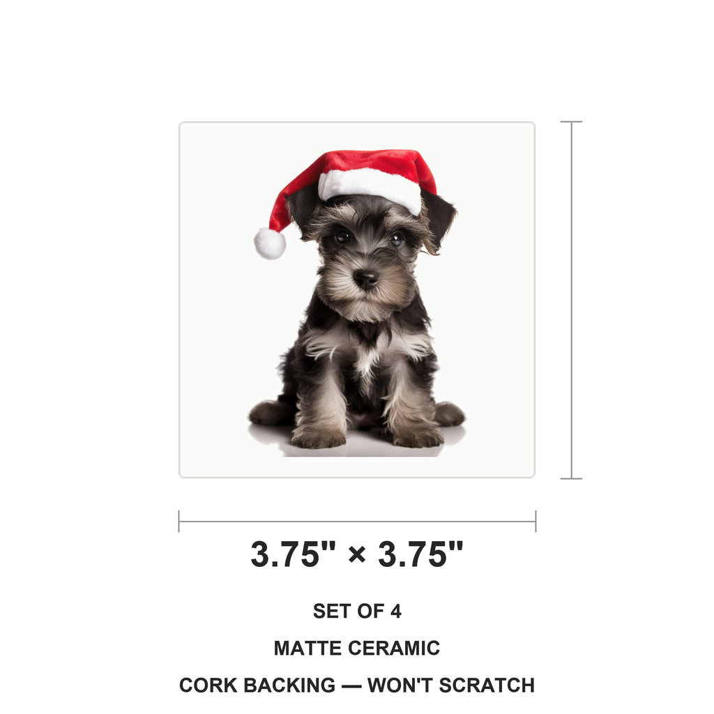 Miniature Schnauzer Puppy ceramic coasters set of 4, size 3.75 inches