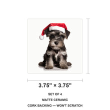 Miniature Schnauzer Puppy ceramic coasters set of 4, size 3.75 inches