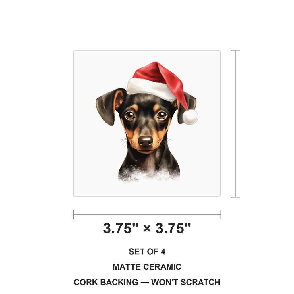 Manchester Terrier Puppy Drawing ceramic coasters set of 4, size 3.75 inches