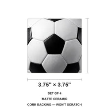 Soccer Ball ceramic coasters set of 4, size 3.75 inches