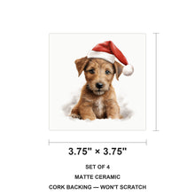 Irish Terrier Puppy Drawing ceramic coasters set of 4, size 3.75 inches