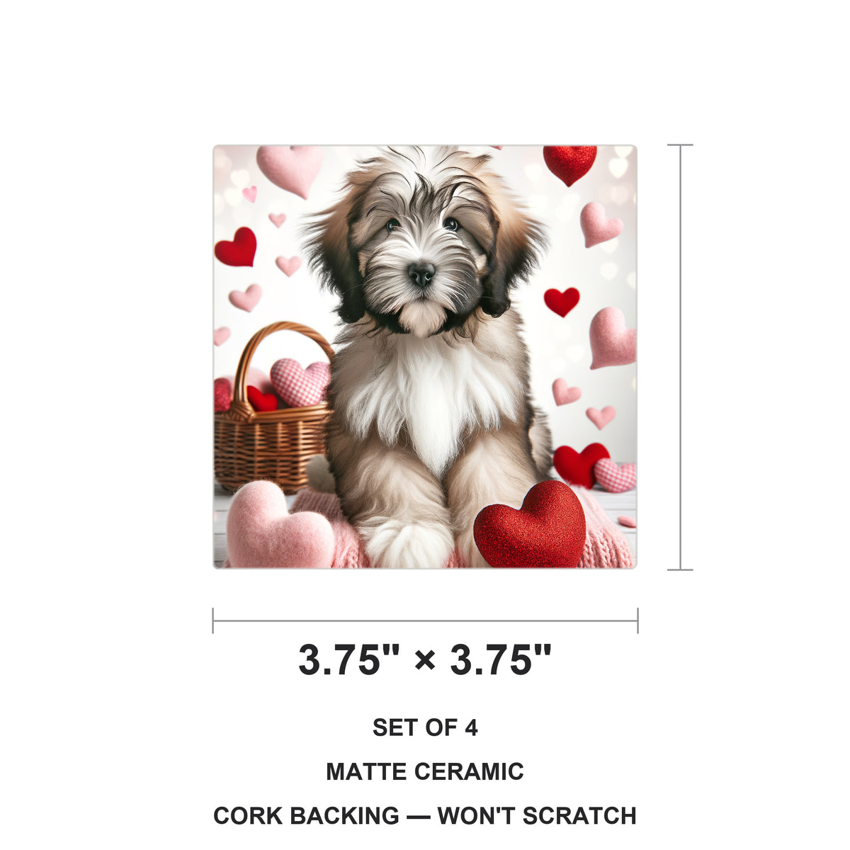 Havanese ceramic coasters set of 4, size 3.75 inches
