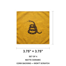 Don't Tread On Me ceramic coasters set of 4, size 3.75 inches