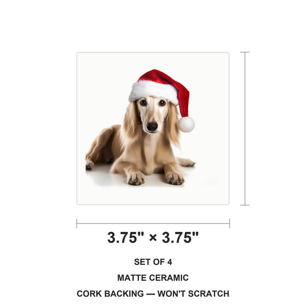 Saluki Puppy ceramic coasters set of 4, size 3.75 inches