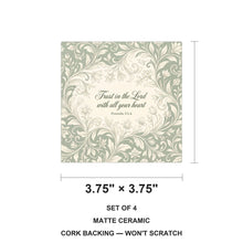 Proverbs 3:5 ceramic coasters set of 4, size 3.75 inches