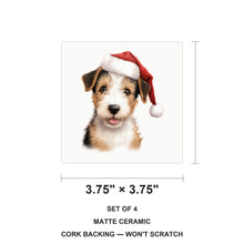 Wire Fox Terrier Puppy Drawing ceramic coasters set of 4, size 3.75 inches