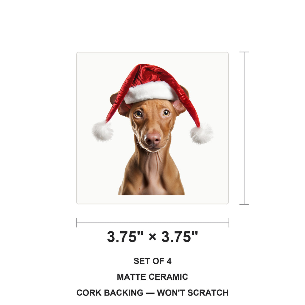 Pharaoh Hound Puppy ceramic coasters set of 4, size 3.75 inches