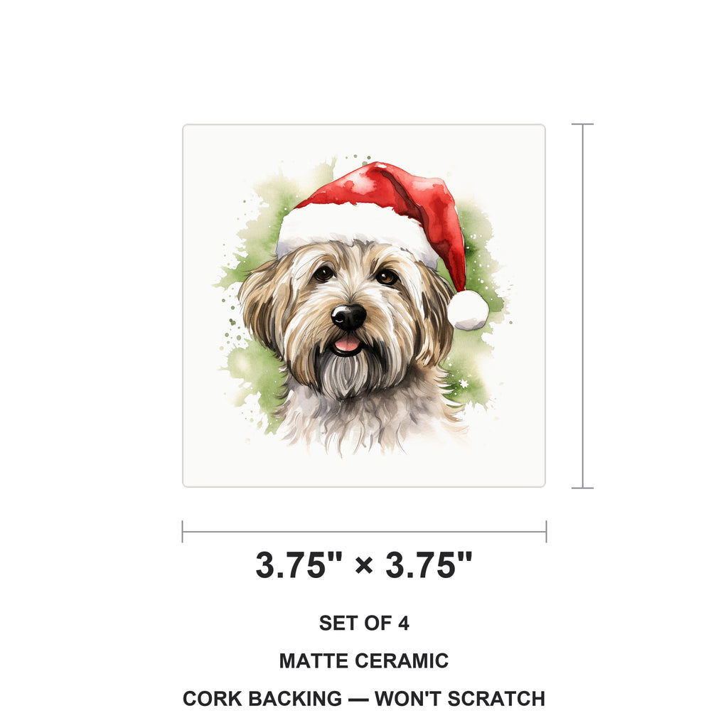 Dandie Dinmont Terrier ceramic coasters set of 4, size 3.75 inches