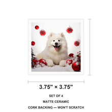 Samoyed ceramic coasters set of 4, size 3.75 inches