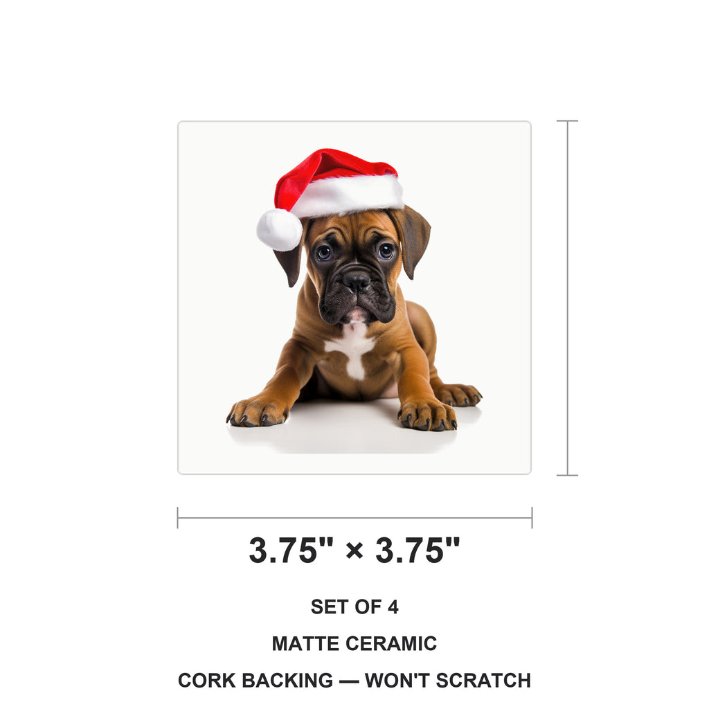 Boxer Puppy ceramic coasters set of 4, size 3.75 inches
