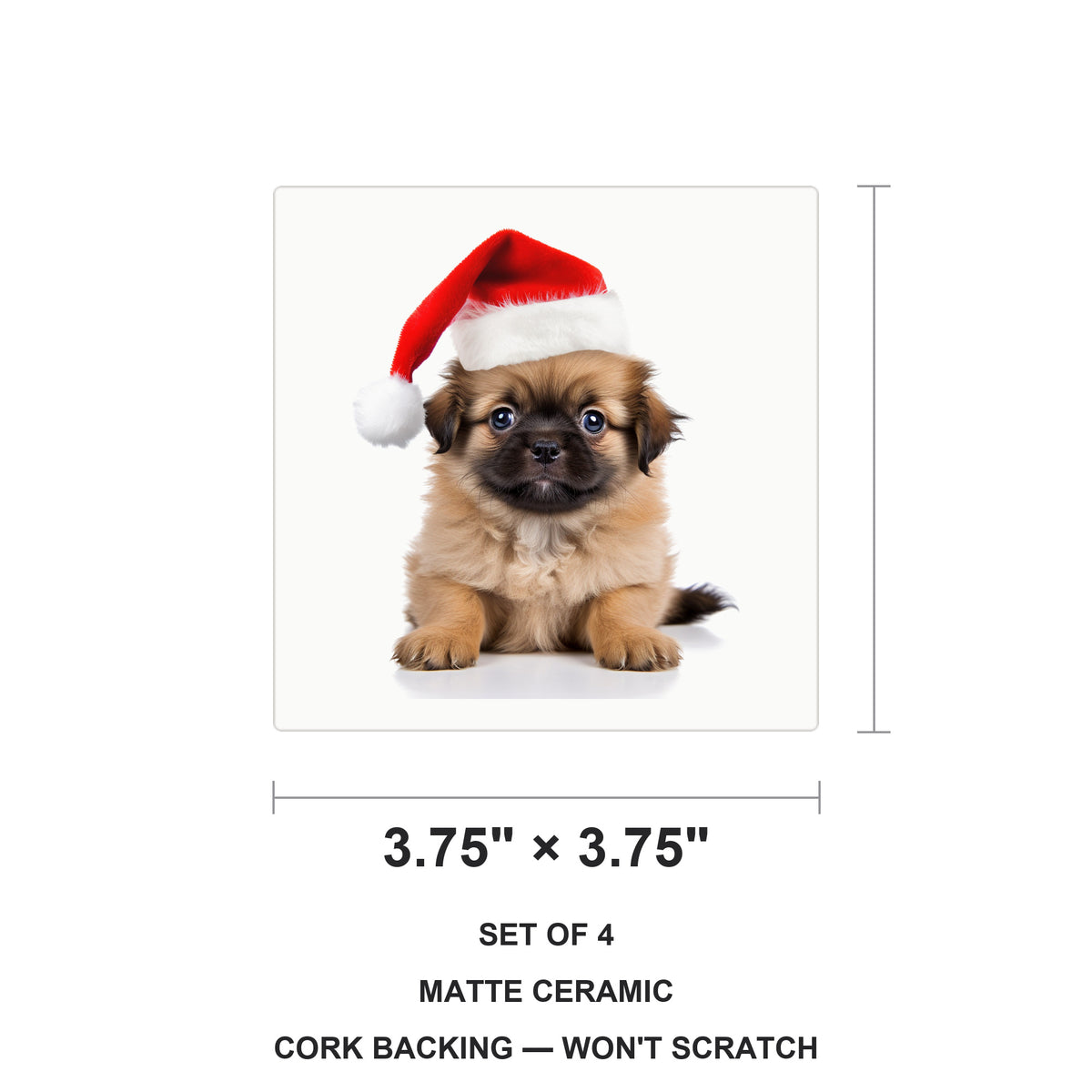 Tibetan Spaniel Puppy ceramic coasters set of 4, size 3.75 inches