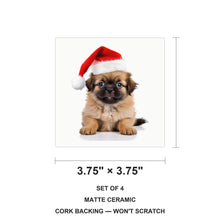 Tibetan Spaniel Puppy ceramic coasters set of 4, size 3.75 inches
