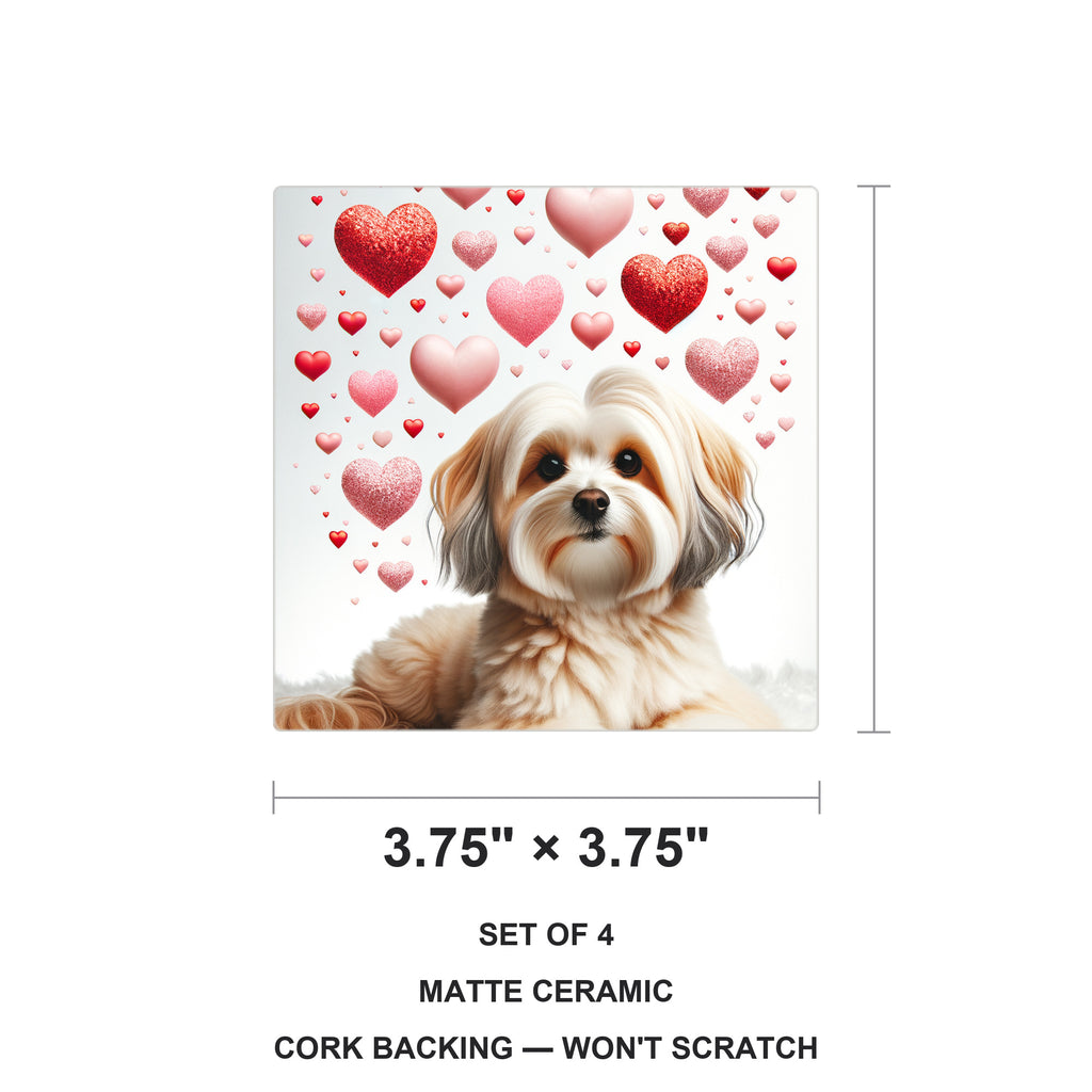 Havanese ceramic coasters set of 4, size 3.75 inches