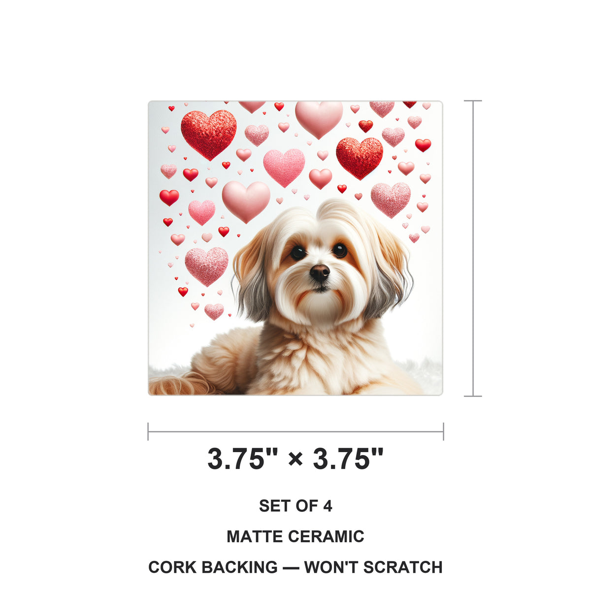 Havanese ceramic coasters set of 4, size 3.75 inches