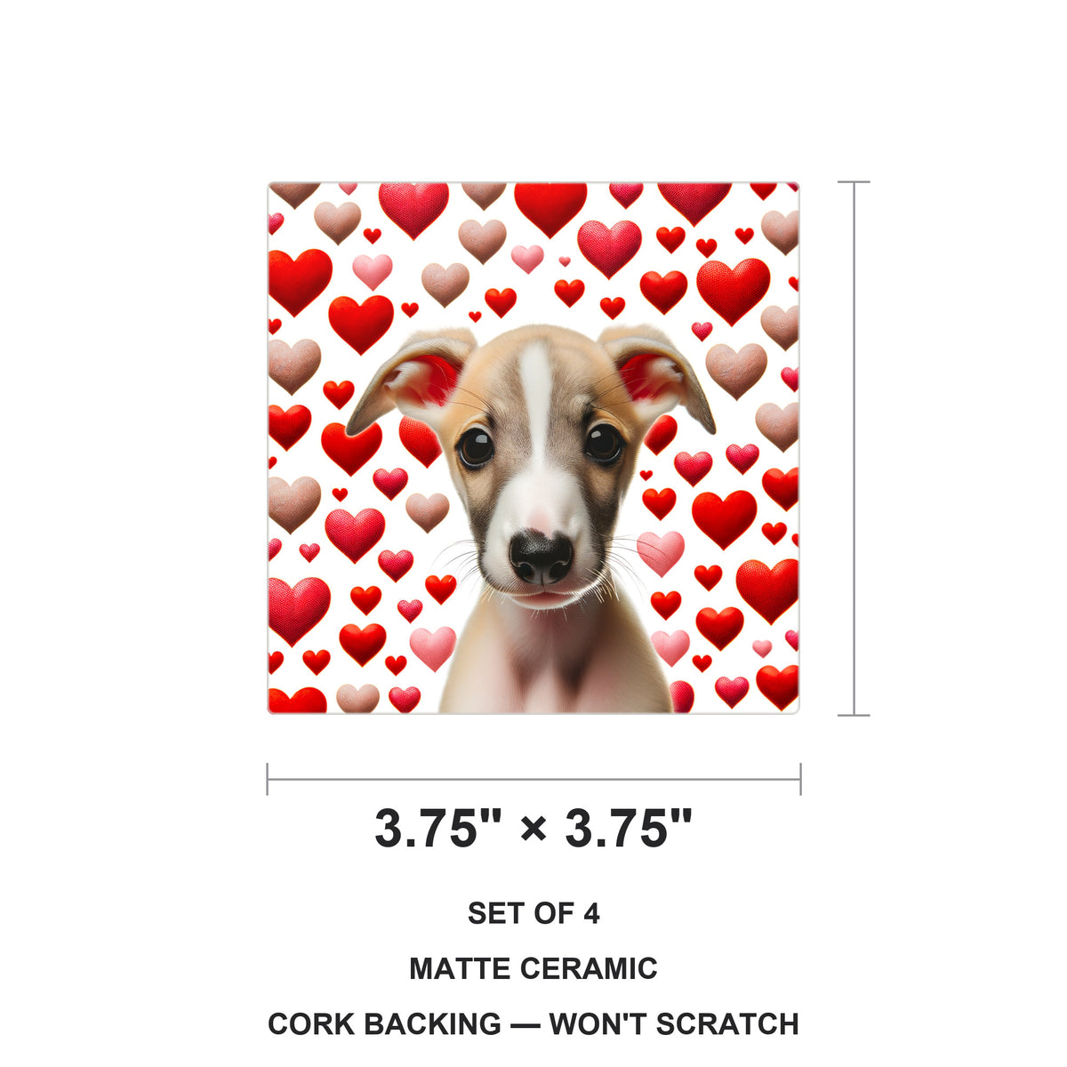 Italian Greyhound ceramic coasters set of 4, size 3.75 inches
