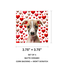 Italian Greyhound ceramic coasters set of 4, size 3.75 inches