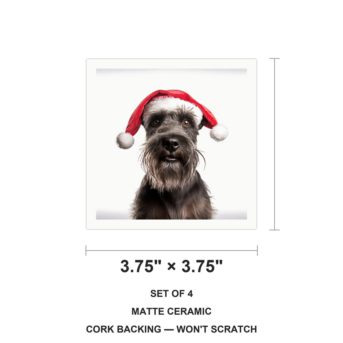 Cesky Terrier ceramic coasters set of 4, size 3.75 inches
