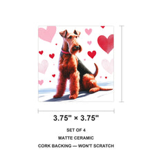 Airedale Terrier ceramic coasters set of 4, size 3.75 inches